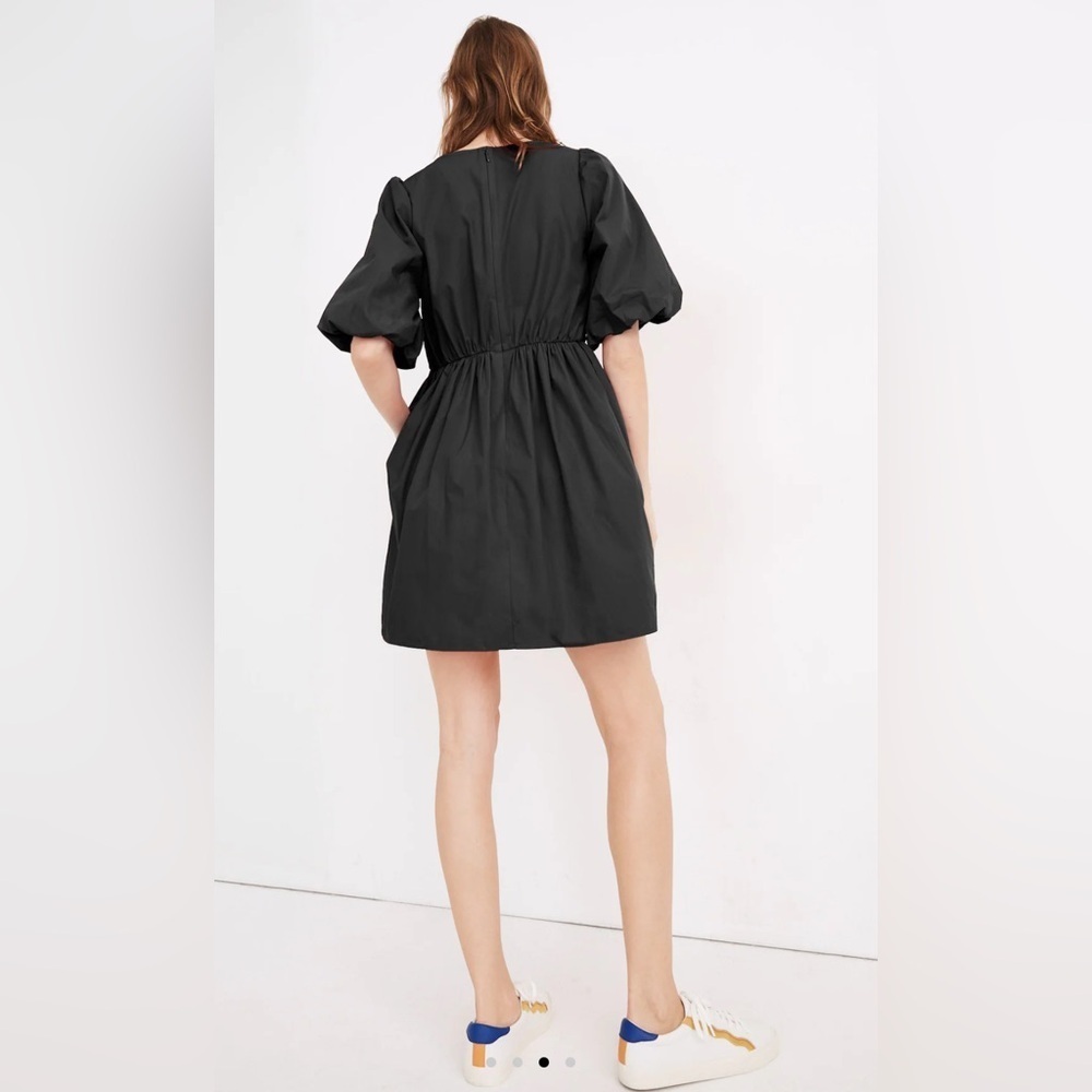 Madewell Poplin Crewneck Bubble-Sleeve Mini Dress, Size 2 - Picture 3 of 14
